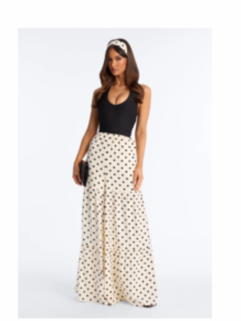 “OFF TO ITALY” Fashion Nova Black & Cream Polka Dot Wide Leg Jumpsuit